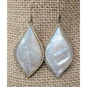 D&G‎ 925 Sterling Silver Gold Plated Mother of Pearl & CZ Dangle Earrings 165